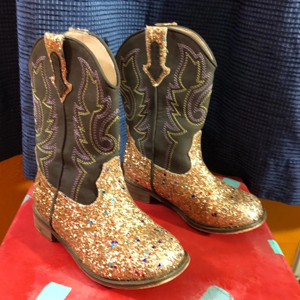 Cowgirl Boots Glitter Western Cowboy Boots Size 10